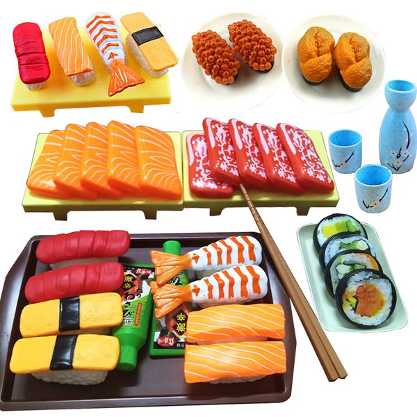 Kitchens Play Food Kids Kitchen Simulation Barbecue Japanese Pretend Sushi Tuna Shrimp Wasabi Sashimi Toy Set Girl Boy Cooking Toys Model 23