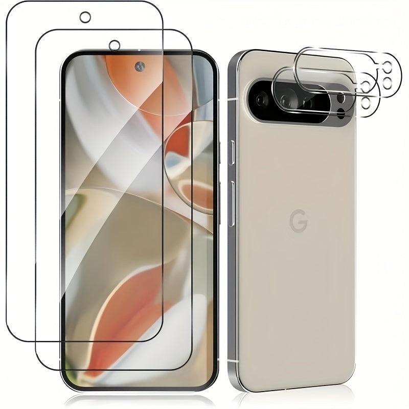 TEMU Tempered Glass Screen Protector With Camera Lens Film, Glossy Finish, Anti-scratch Protective Film For Google Pixel 9-9 Pro-9 Pro Xl 5g