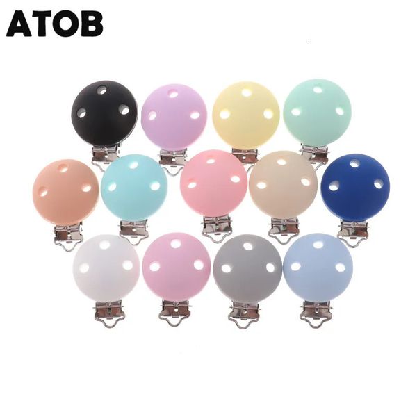 ATOB 10PCS Pacifier Clip Silicone Round Teether Clips DIY Baby Pacifier Dummy Chain Holder Soothing Pacifier Accessories 250114