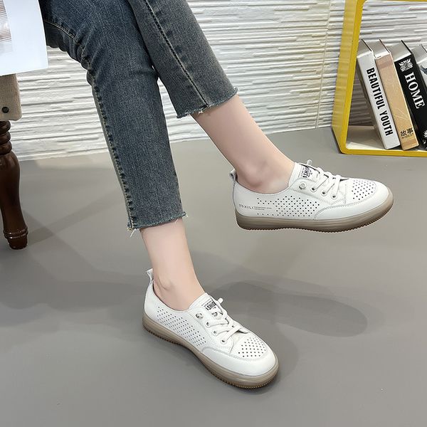 Cave shoes hollow flat sandals casual soft bottom non-slip breathable maternity shoes head cowhide small white shoes summer female