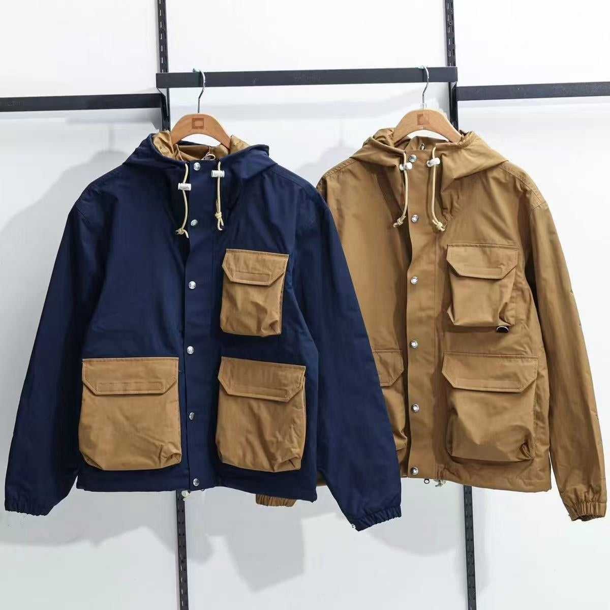 Men&#039;s hooded outdoor hardshell jackets cargo coats baseball Multi-pocket windbreaker winter multi-functional jacket women casual outerwear wate