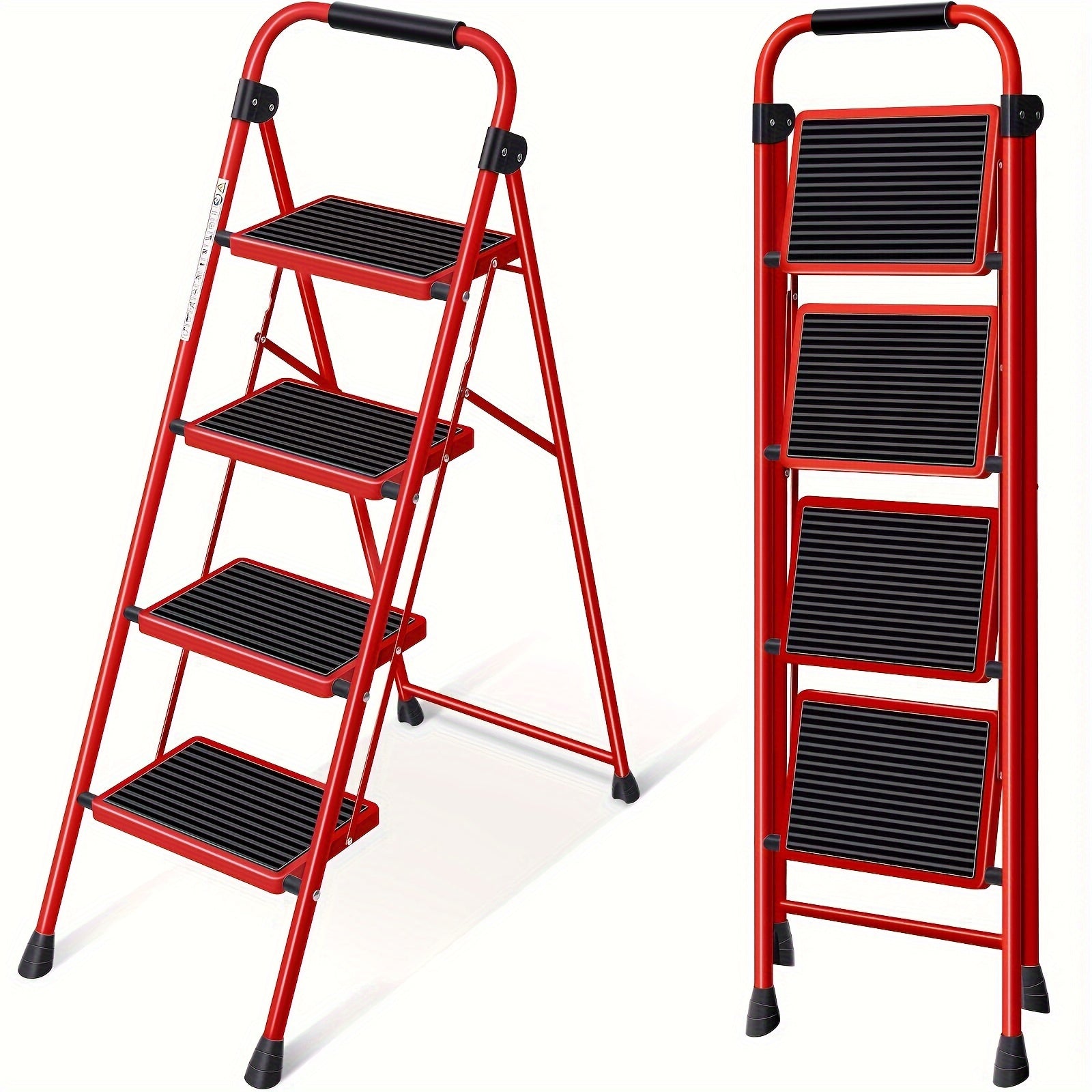 TEMU Step Ladder 4 Step Folding Step Stool For Adults With Handrails Heavy Duty Steel Sturdy Lightweight Collapsible Portable Step Ladder With