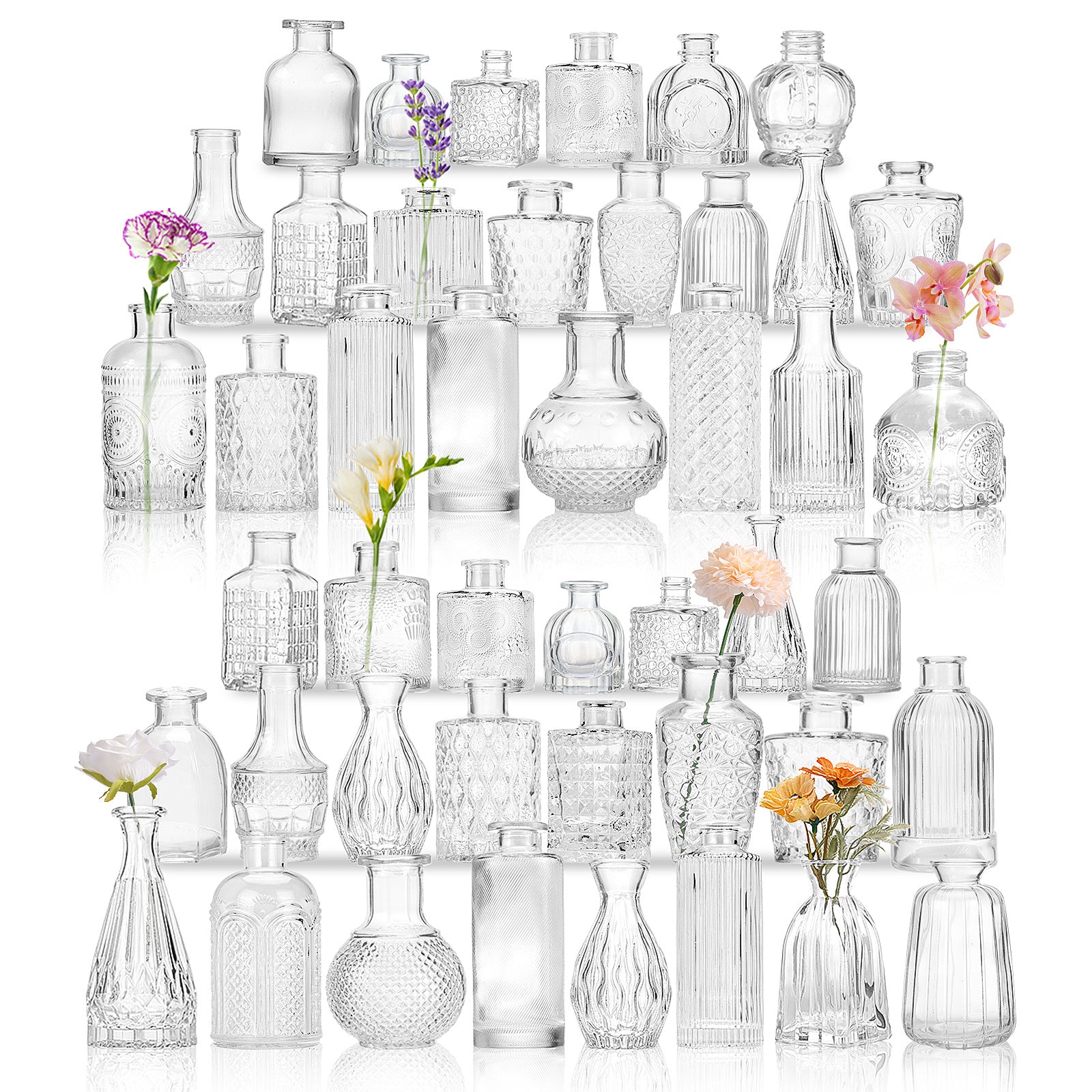 TEMU Whonline Glass Bud Vases In Bulk, Set Of 45 Small Vases For Centerpieces, Flower Vases For Flowers In Bulk For Rustic Wedding Home Table