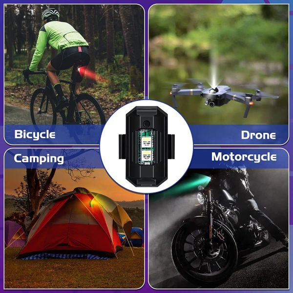 LED Strobe Light 7 Colors mini USB Charging Drones Flashing Warning Lights for Motorcycle, Bicycle, Drones, Car, RC Boat