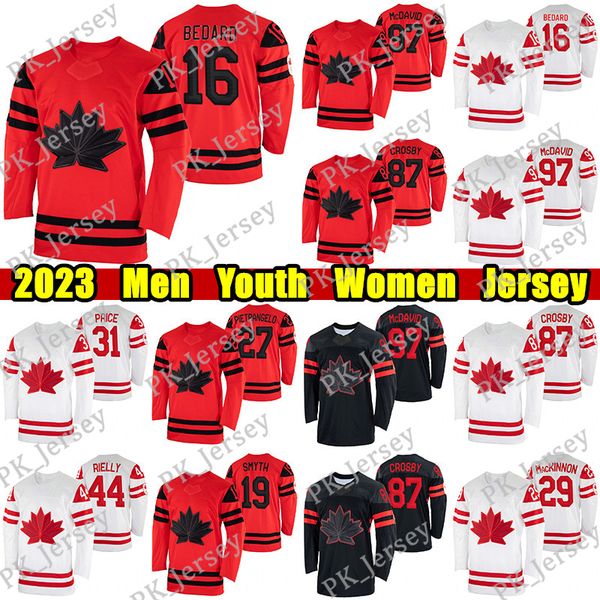 # 16 Connor Bedard Canada Team hockey jersey #97 Connor McDavid Sidney Crosby Nathan MacKinnon Mitch Marner Carey Price Owen Power Devon Lev
