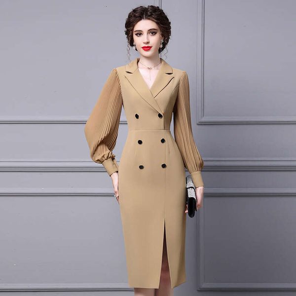 Base Dress for Women in Autumn Paired Coat with High-end Feel Suit Collar Long Sleeves and A Hip Hugging Skirt. 2024 New Item Temperament BO