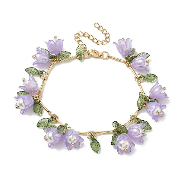 Blumenblatt Muschelperlen & Acryl Charm Armbänder