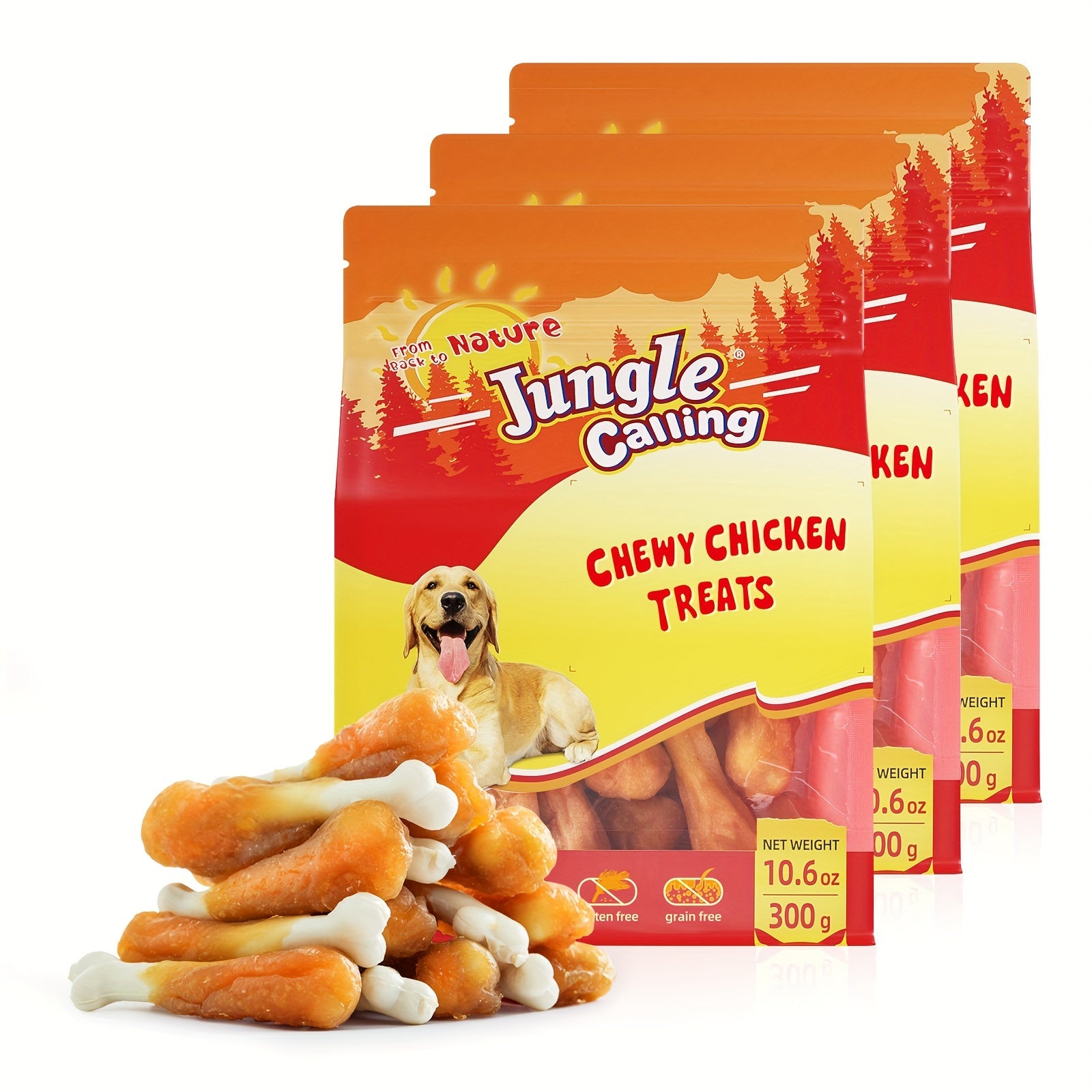 TEMU Jungle Calling Chicken Dog Treats Free Real Chicken Bone, Teeth Clean Dog Training Treats