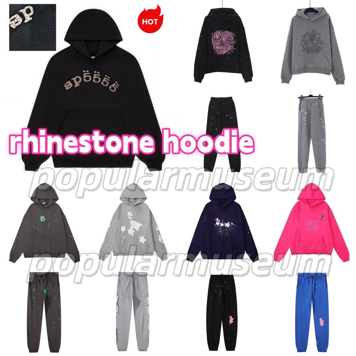 spider hoodie designer hoodie for men mens rhinestone 25 spSder hoodie sweatpants for mens tracksuit casual fashion mens women hoodies Hip Hop loose