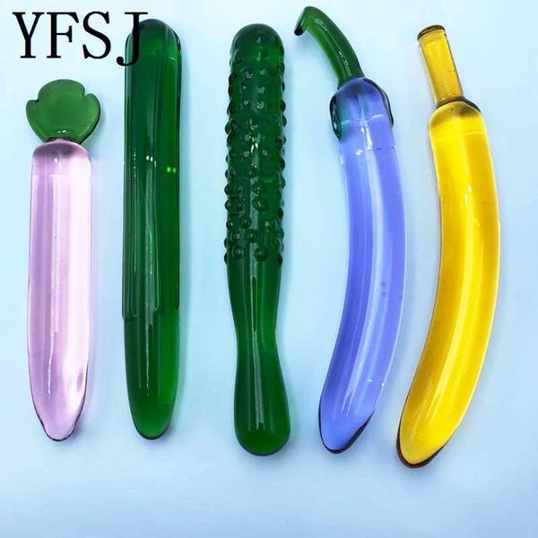 Eggplant Shape Camouflaged Anal Toys Smooth Purple Crystal Glass Dildo Vagina G-Spot Stimulator Anus Massager Secret Package Z241212