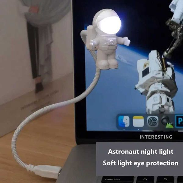 USB Night Light Powered White Astronaut Shape Portable Reading Desk Lamp DC Cputer PC Portable Source 5V LED Lighting LampT250117
