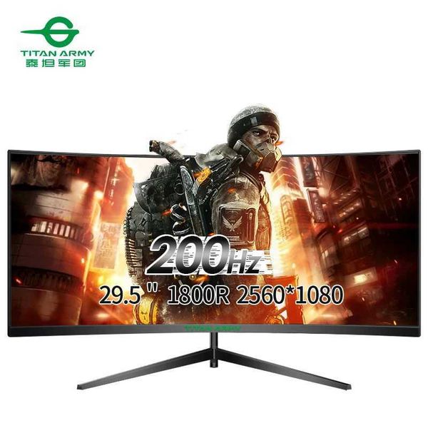 Monitors TITAN ARMY 30 inch 2K 200Hz Curved Gaming Monitor 21 9 2560x1080 Wide Ultra Slim screen FREESYNC VESA Metal Black Y240626W6RJ