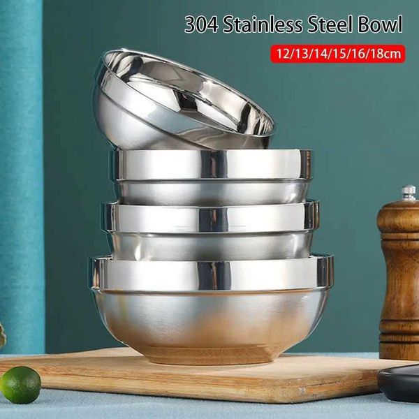 304 Stainless Steel Anti Scalding Bowls Double-layer Thickened Durable Soup Rice Bowls Childrens Canteen Bowl Adult Noodle BowlC250118