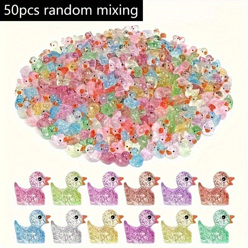 TEMU 50 Mini Glittering Duck Statues- Handcrafted Resin, Cottage- Decor For Diy, Bonsai, Outdoor Cabins, And Aquarium Ornaments, The For Home