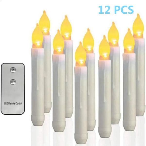 12 Pcs Flameless LED Taper Candles Battery Operated Candles Flickering LED Candles Warm Light Church Christmas Halloween Wedding 240827