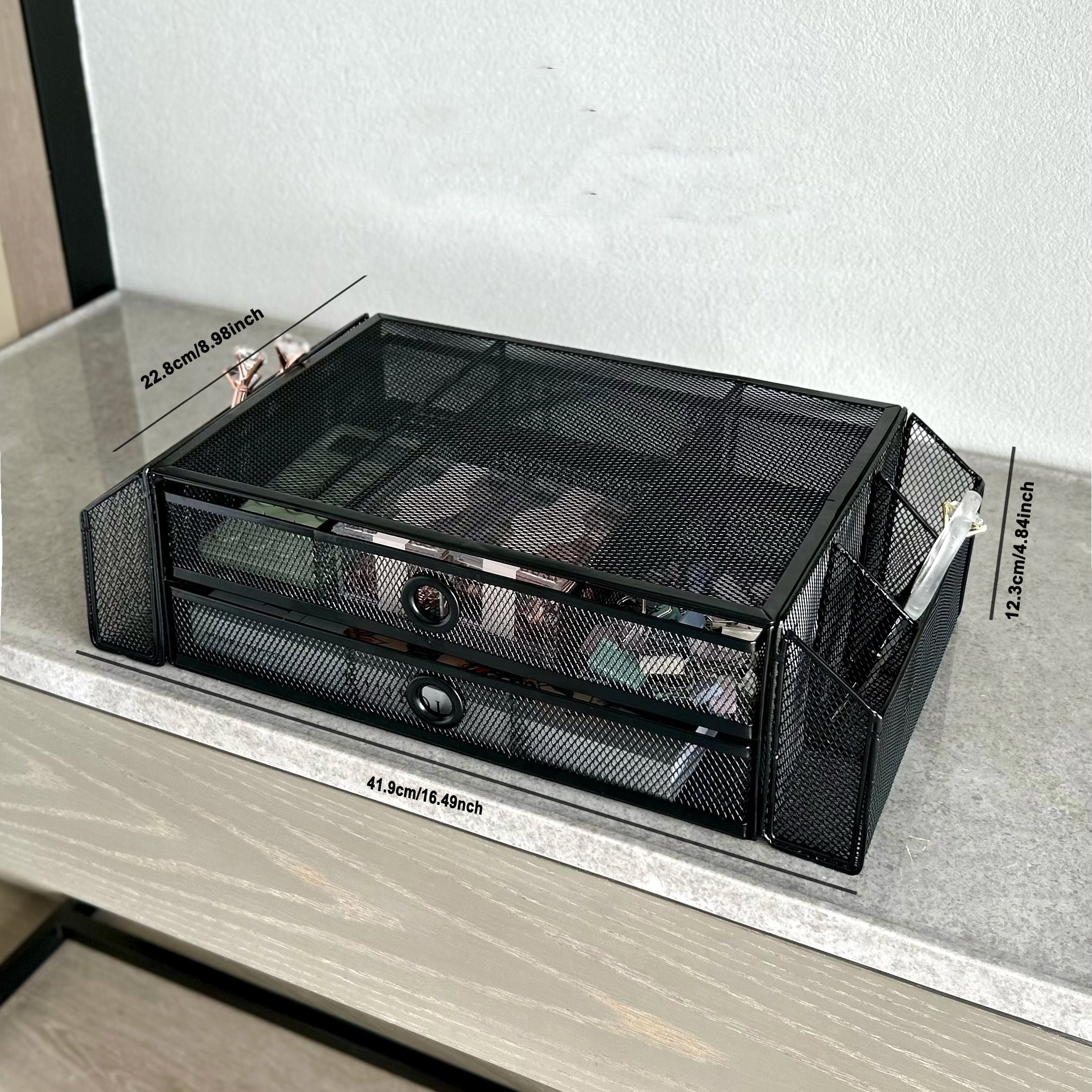 TEMU 2-tier Metal Monitor Stand Monitor Riser And Computer Desk Organizer With Drawer And Pen Holder For Laptop, Computer