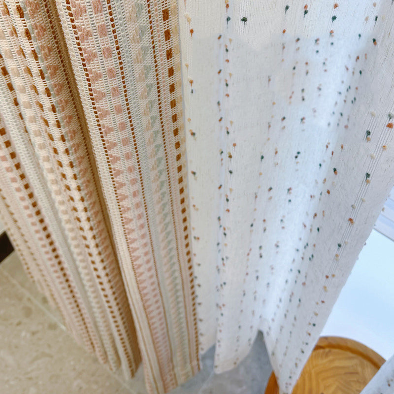 T0394 Simi Jacquard Chenille Curtain Fair Isle Curtain Dopamine Color Matching Children&#039;s Room Curtain