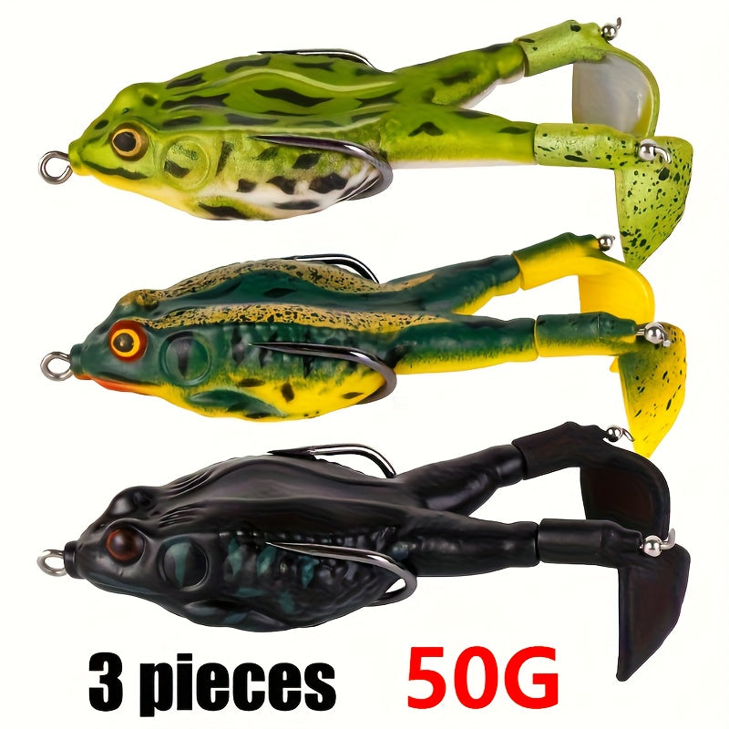 TEMU 3pcs Simulated Fish Bait Top Water Frog Duck Fishing Lure - Propeller Crank Lure With Floating Swinging Tail Tractor Kit Accessory