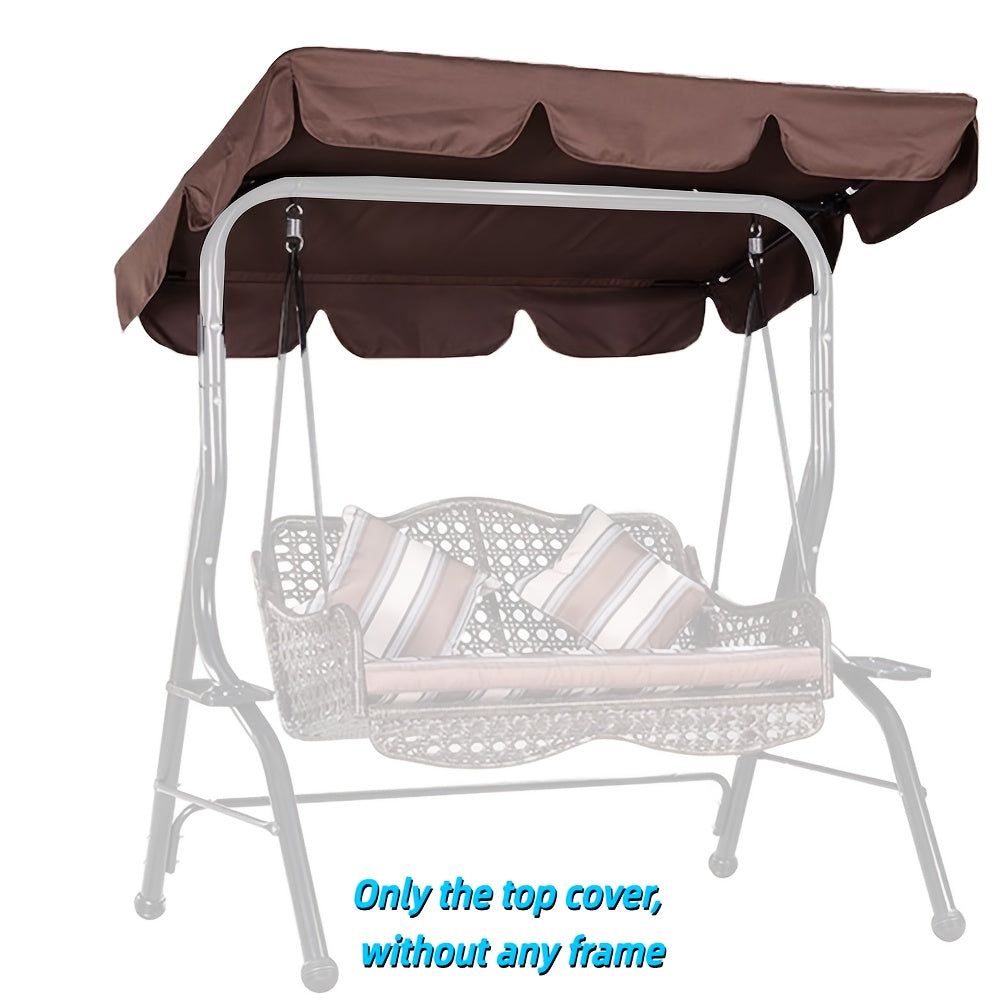 TEMU Urvrriu Waterproof Outdoor Sun Shade Canopy For 2-seater Garden Swings - Durable Fabric Awning With Brown Fabric Top Cover, Weather-resistant