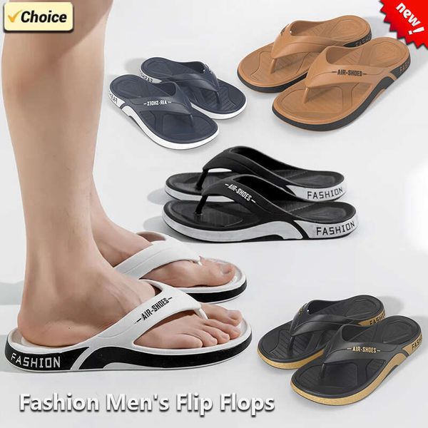New Fashion Men&#039;s Flip-Ps Summer Casual Outdoor PVC Soft Sole Beach Slippers Couple Home Bathroom Non Slip Flip Fops Sandals
