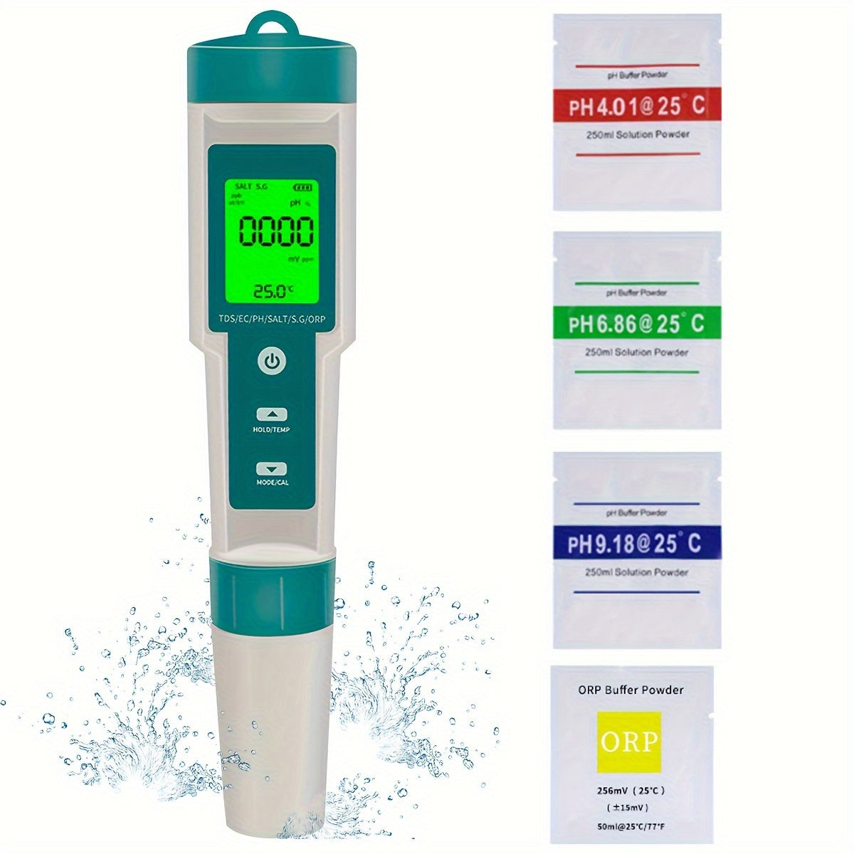 TEMU 1pc 7-in-1 Ph Tds Ec Orp S. G Thermometer Water Quality Monitoring Instrument, Suitable For Drinking Water And Aquarium Ph Meters