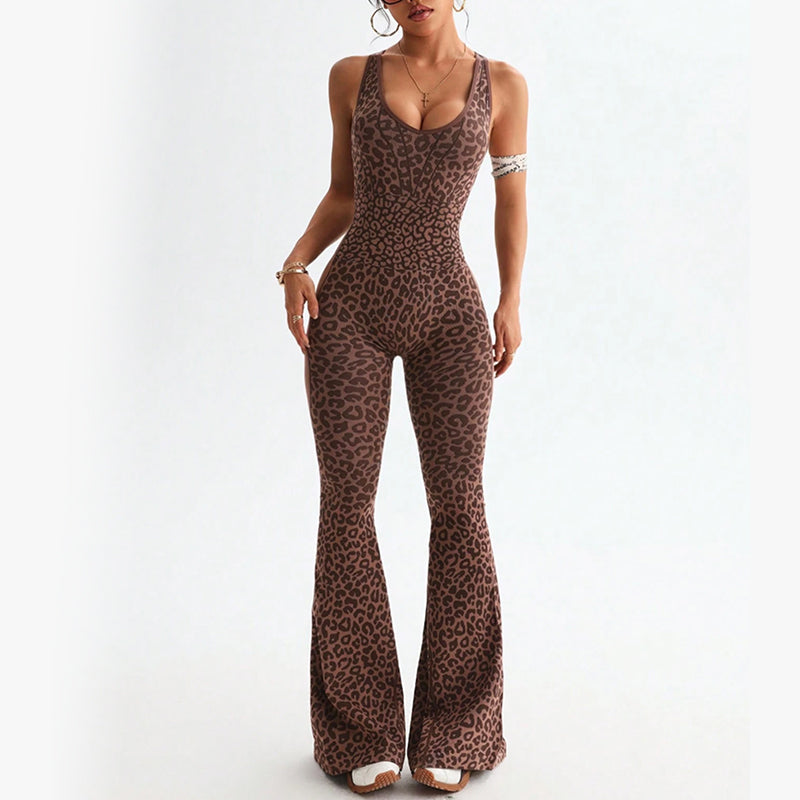 Peach Backless Yoga Jumpsuit - Quick-Drying Outdoor Fitness One Piece