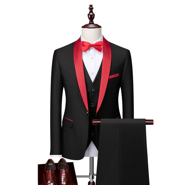 K848 Men&#039;s Three-Piece Casual Business Suit - Ideal for Groom Wedding & Groomsman Attire