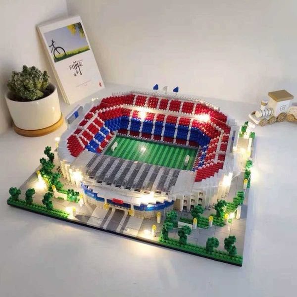 Model Building Kits Barcelona Soccer Stadium Micro Blocks Building Sets Mini Bricks Architecture Building Block for Adults Football Field Gi