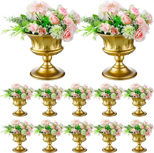 Vases 12 Pcs for Centerpieces Metal Compote Vase Urn for Wedding Table Reception Birthday Anniversary Ceremony Home Decor 5.91 Inch H250116