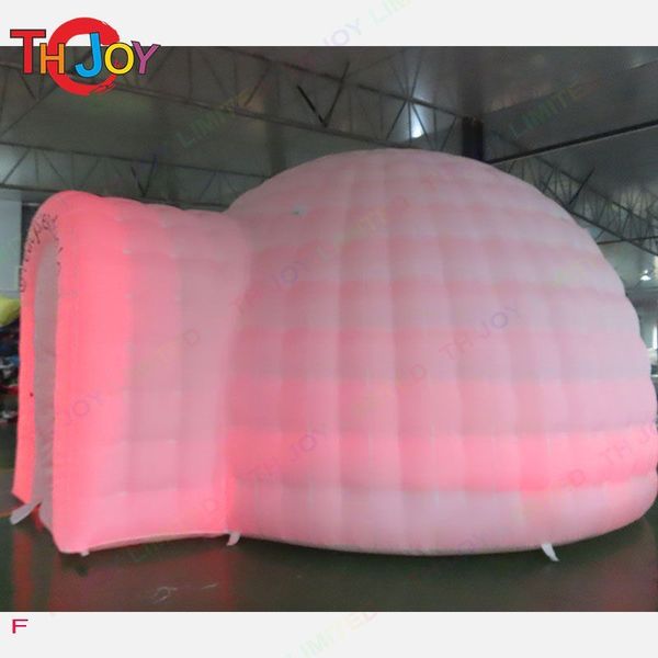 Outdoor Activities Inflatable Igloo Dome Tent with led light White Structure Workshop for Event Party Wedding
