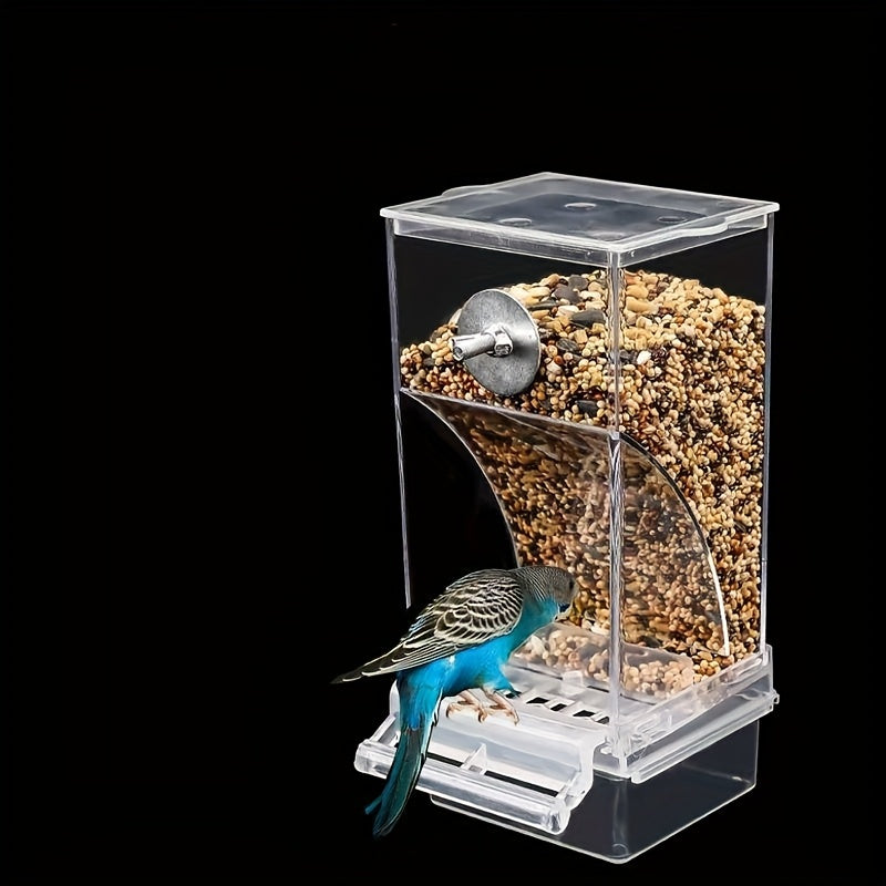 TEMU Transparent Automatic Bird Feeder Spillproof Bird Outside Parrot Feeder - , Easy To Clean Acrylic Bird Food Dispenser With Seed For Cage,
