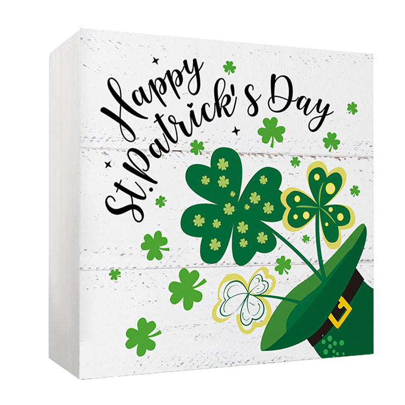 TEMU 1pc 's Day Foam Pvc Block Sign - Floor Mount, Plastic Desk Decor With Leprechaun Hat & Shamrock, Festive Room, Bedroom, Tabletop Display - No