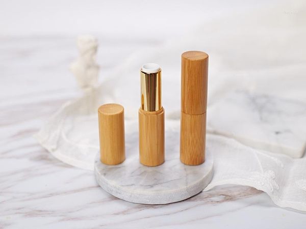Storage Bottles 50pcs Bamboo Lipstick Tube Empty Lipbalm Case Inner Dia 12.1mm Cosmetic Packing