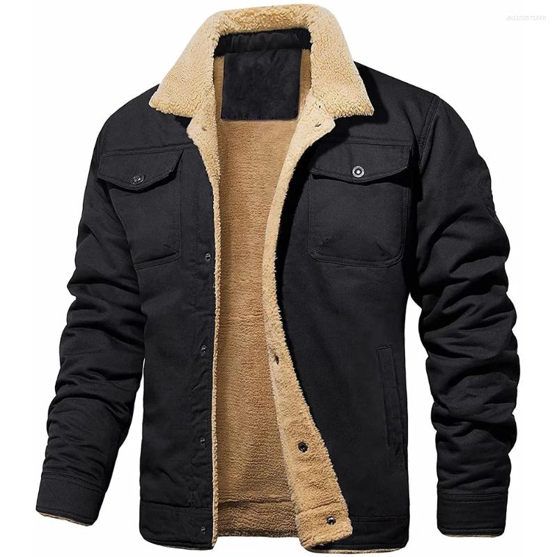 Men&#039;s Jackets Casual Winter Coat Fleece Outing Long Sleeve Regular Length Sherpa Collar Slight Stretch Solid Color