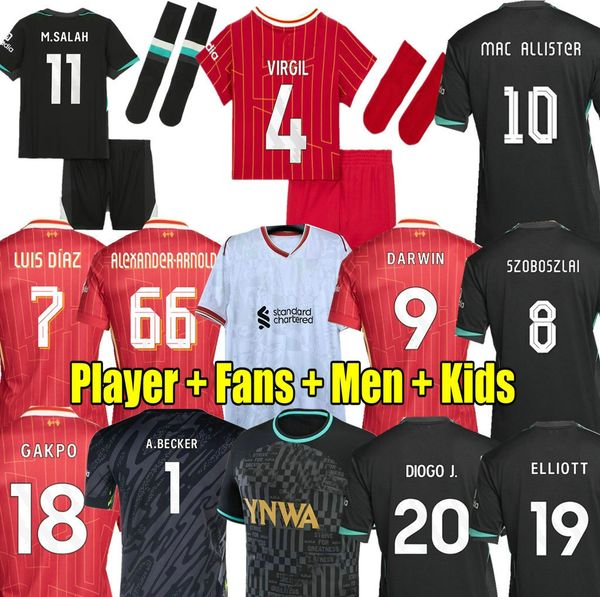 MAC ALLISTER 23 24 25 soccer jerseys DARWIN 2024 2025 GAKPO Luis DIaz football shirts men kids kits M.SALAH FANS Player ELLIOTT women SZOBOS