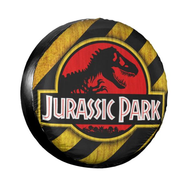 Jurassic Park Logo Yellow Spare Tire Cover for Giant Dinsaur Car Wheel Covers 14&quot; 15&quot; 16&quot; 17&quot; Inch