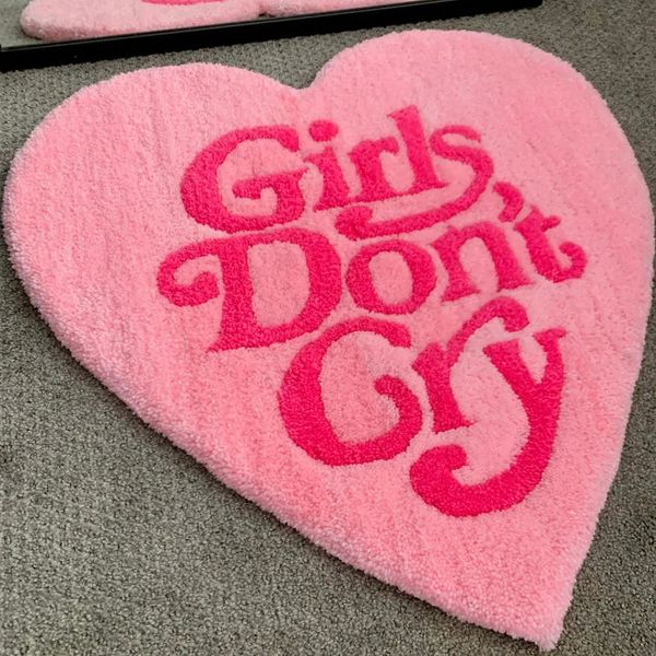 Girls DonT Cry Heart Shaped Carpet Home Sofa Floor Mat Soft Bathroom Foot Bedroom Bedside ValentineS Day 250109