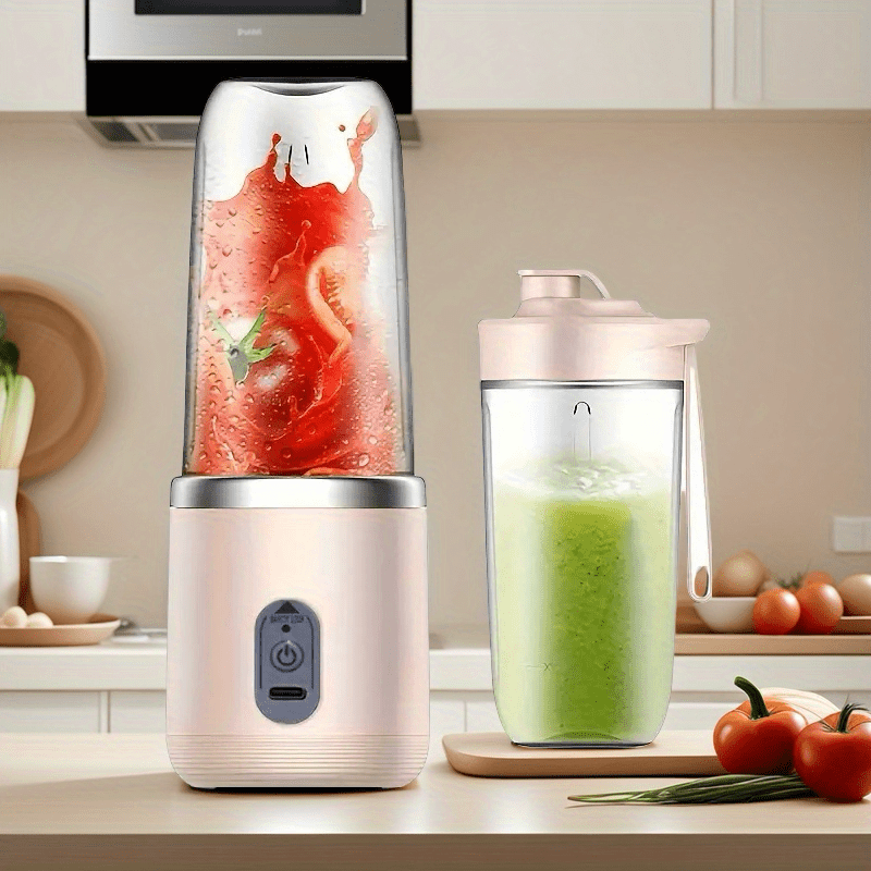 TEMU 1pc Portable Blender Set With Double Cup, Usb Rechargeable, Lemon Juicer, Juicer, Ice Crushed, Outdoor, Home, Camping, Travel Lightweight Design