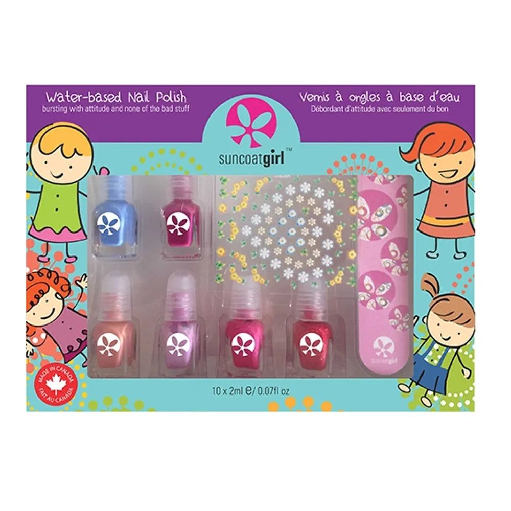 Suncoat Girl Mini Hand Nail Polish Kit 6 mini laků na nehty + pilník na nehty + samolepky 2 ml