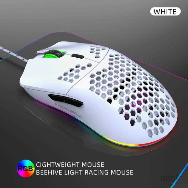 Mice HXSJ J900 USB Wired Gaming Mouse With RGB Light Gamer Mouses With Six Adjustable DPI Honeycomb Hollow Ergonomic Design Mouse