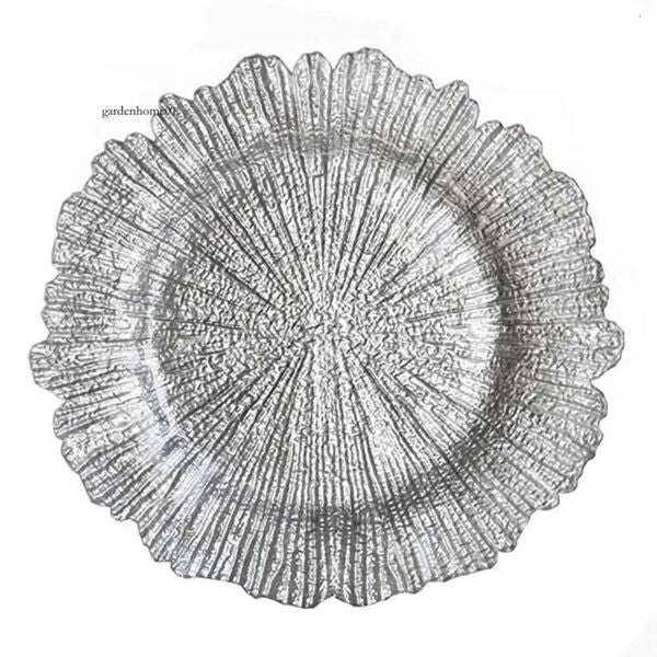 13Inch Plastic Underplate Reef Gold Charger Plates For Wedding 0422