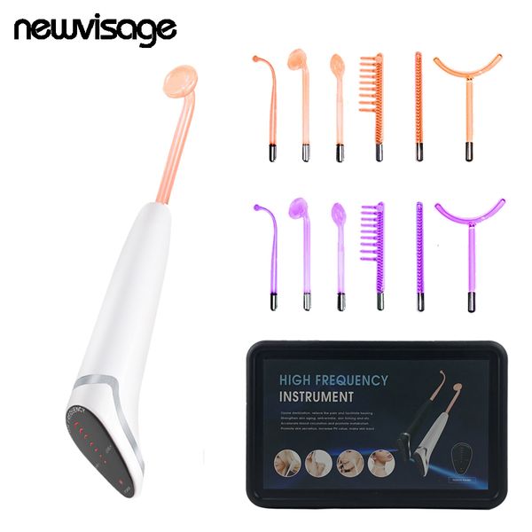 Safe Voltage Portable High Frequency Facial Wand HF Skin Therapy Hine Neon Argon Electrodes Anti Aging Blemish Spot Acne Care