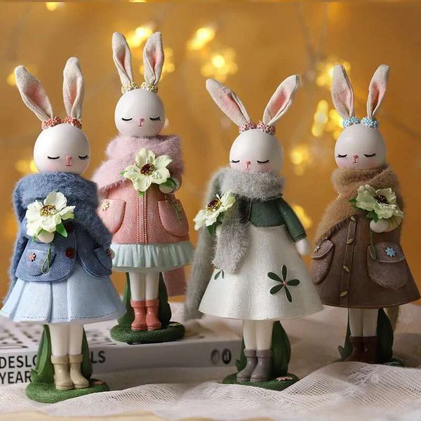 14Cm Cartoon Cute Rabbit Home Tabletop Rein Ornament Happy Eater Day Decor Unny Girl Favor Irthday Party Gift