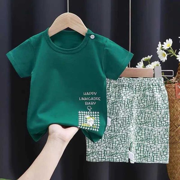 Casual Fashion Tshirt+Shorts 2 Piece-Set For Boys Child Crewneck Tops Hot Selling Summer Clothes Baby Short Sleeve TracksuitsXJ250104