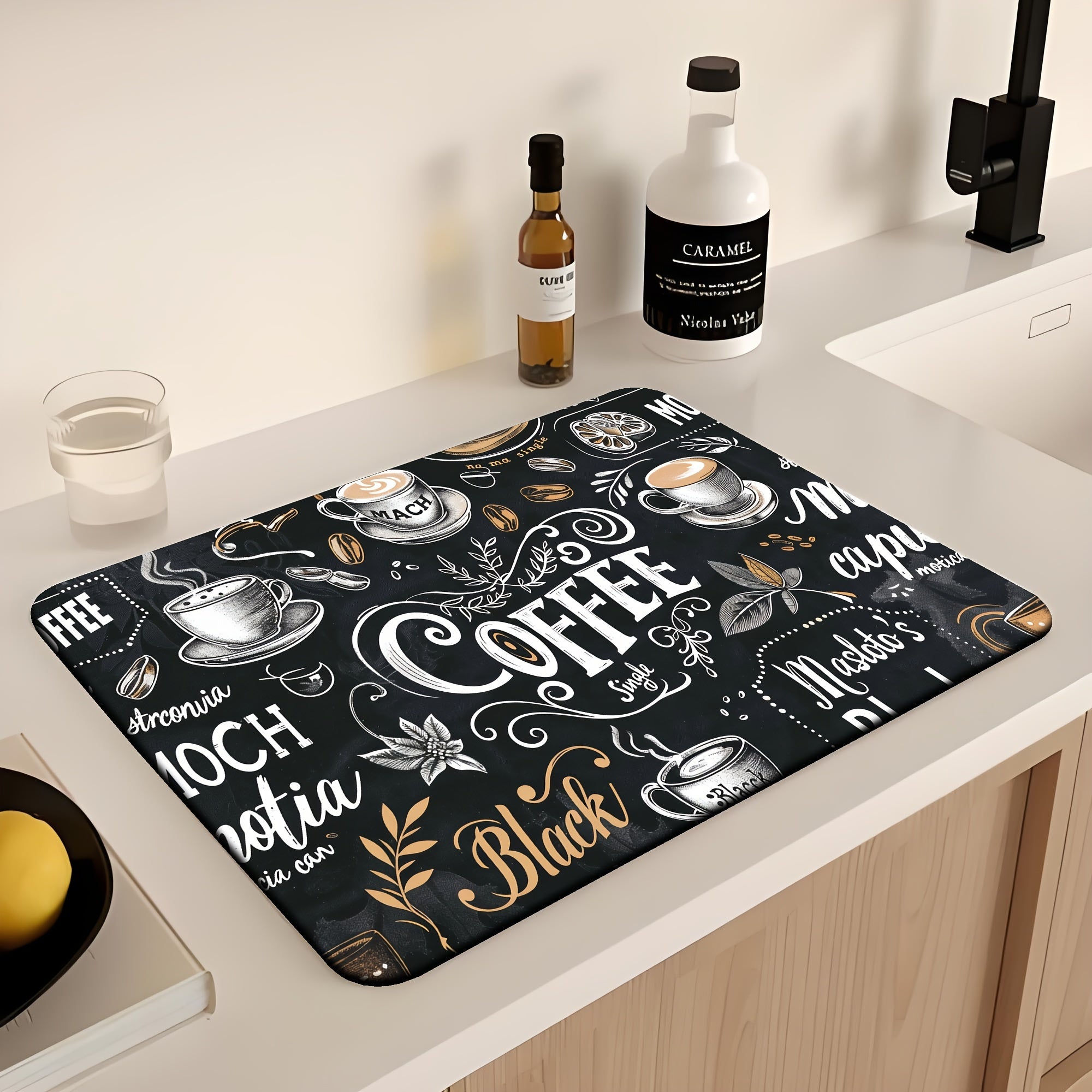 TEMU 2.5mm Thick Kitchen Dining Area Mat, Coffee Machine Insulation Cup Mat, Kitchen Countertop Drainage Mat, Water Absorbing And Water Controlling