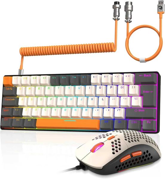 Keyboards MAMBASNAKE x ZIYOU LANG T60PRO 60% Mechanical Keyboard and Mouse Combo+Coiled USB C Cable H241123