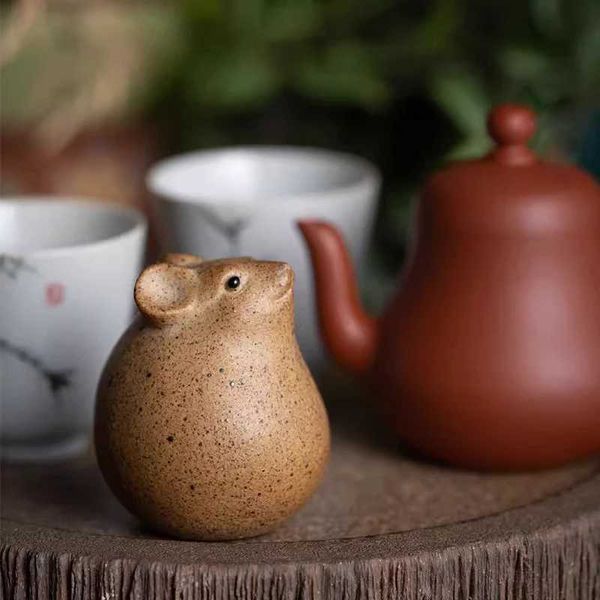 Handmade fur pottery tea pets handmade mouse sculptures characters Kung Fu tea accessories cute animals modern home decor W240815