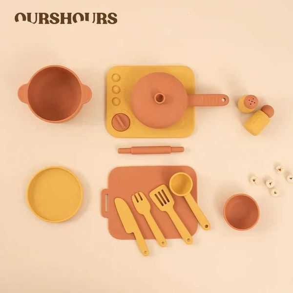 Food grade silicone kitchen toy set childrens kitchen accessories pretend games cooking toys BPA free childrens education toys X241107