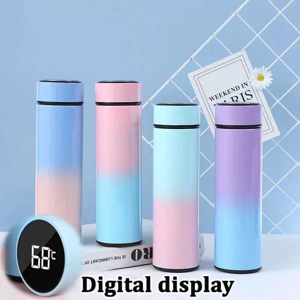 500ml Thermos Gradient Water Bottle Temperature Display Vacuum Flasks Smart Insulated Cup Coffee Mug Portable Thermal TumblerCL240809