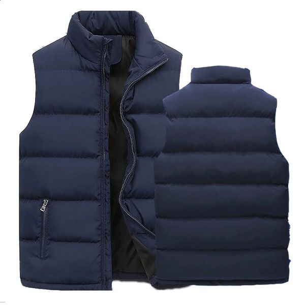Mens sleeveless zipper vest for autumn and winter warmth standing collar oversized inflatable 240827
